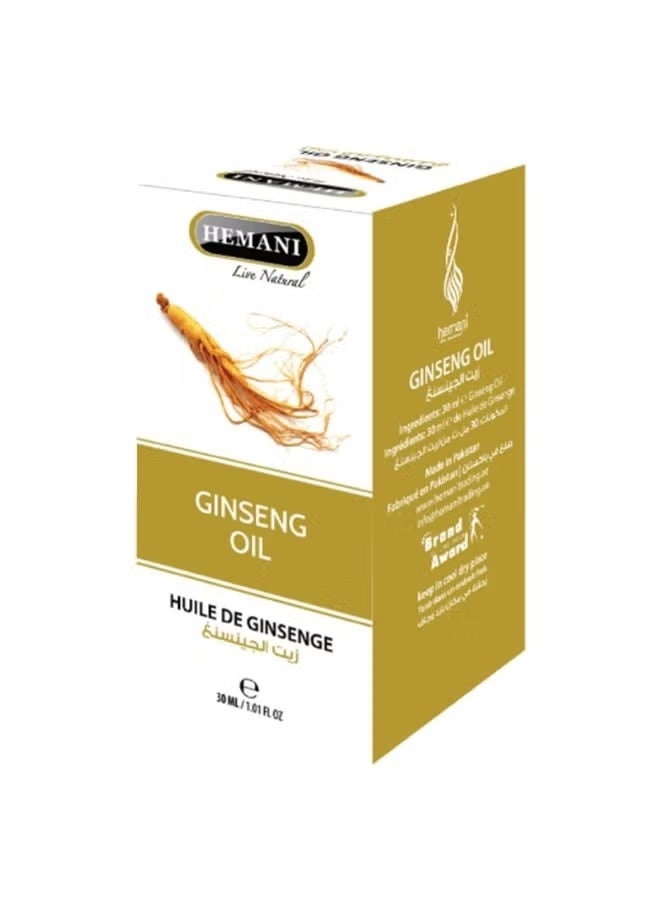 HEMANI Ginseng Oil 30ml | 100% Natural Herbal Oil for Hair, Scalp & Skin Care | Nourishing Massage & Aromatherapy Oil - Image 1
